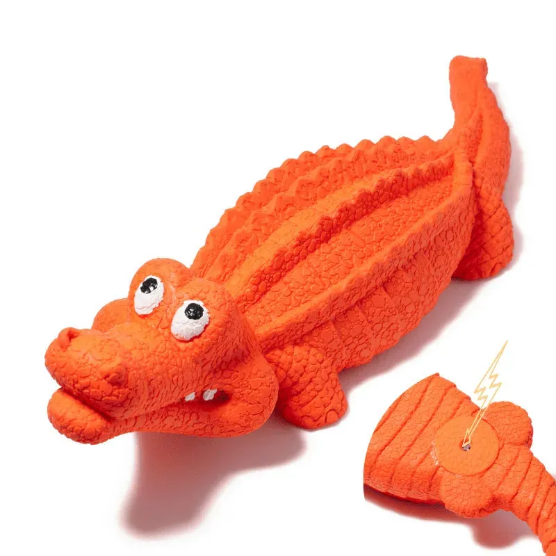 Crocodile Dog Chew Toy – Natural Rubber Pet Molar Toy with Sound
