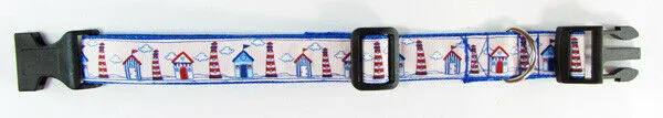 Lighthouse dog collar handmade adjustable buckle collar 1" wide or leash Petcollarshandmade